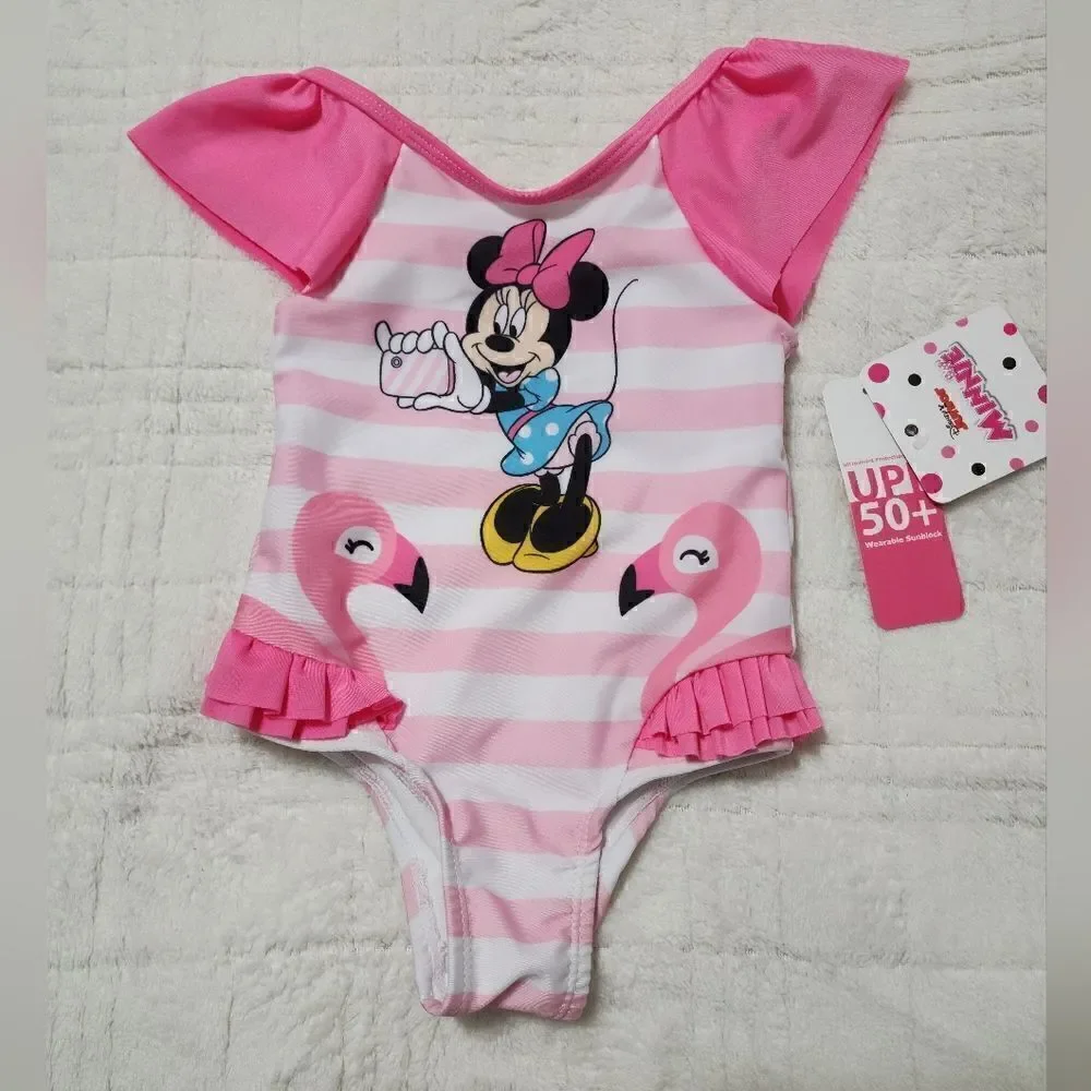 Minnie Mouse Baby and Toddler Girl One-PieceSwimsuit, Size 12M